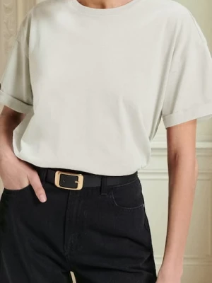 Sinsay - Koszulka z krótkim rękawem - kremowy