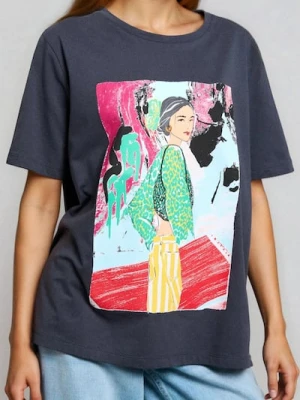 Sinsay - Koszulka z krótkim rękawem - szary