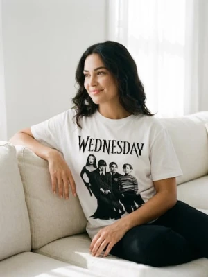 Sinsay - Koszulka z krótkim rękawem Wednesday - biały