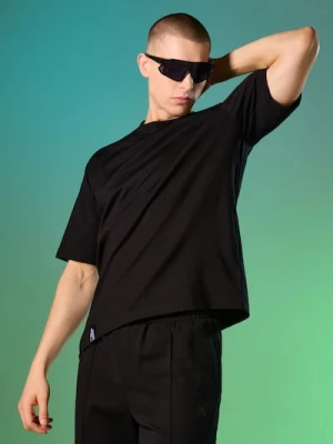 Sinsay - Koszulka z krótkim rękawem z dzianiny interlock - czarny