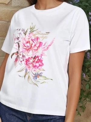 Sinsay - Koszulka z kwiatowym motywem - biały