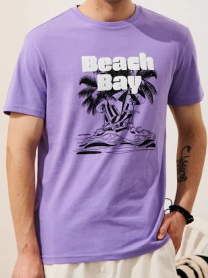 Sinsay - Koszulka z letnim motywem - fioletowy