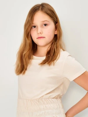 Sinsay - Koszulka z marszczeniami - beżowy