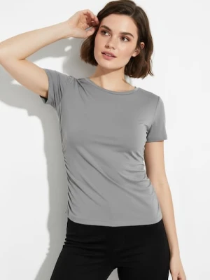 Sinsay - Koszulka z marszczeniem po bokach - szary