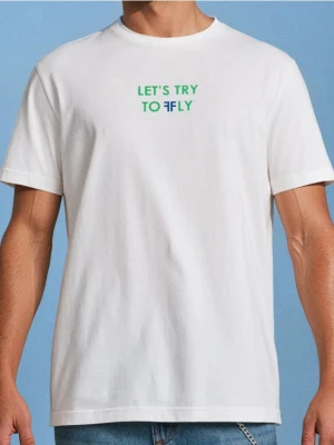 Sinsay - Koszulka z motylowym nadrukiem na plecach - kremowy