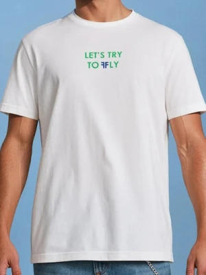 Sinsay - Koszulka z motylowym nadrukiem na plecach - kremowy