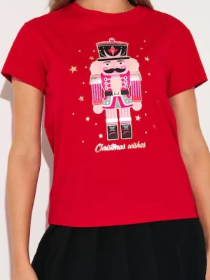 Sinsay - Koszulka z motywem świątecznym - czerwony