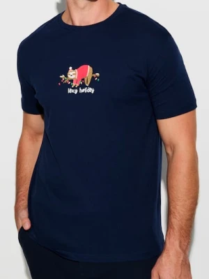 Sinsay - Koszulka z motywem świątecznym - granatowy