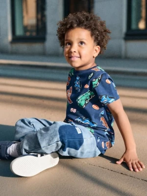 Sinsay - Koszulka z nadrukiem allover - granatowy