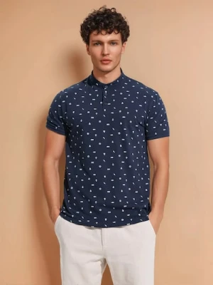 Sinsay - Koszulka z nadrukiem allover - granatowy