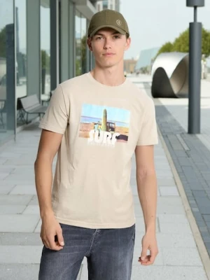 Sinsay - Koszulka z nadrukiem - beżowy