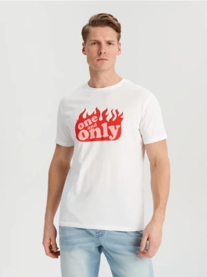 Sinsay - Koszulka z nadrukiem - biały