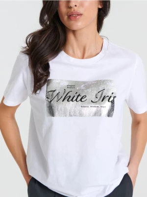 Sinsay - Koszulka z nadrukiem - biały