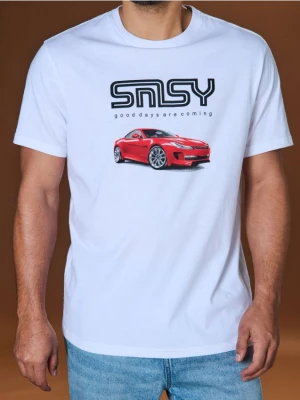 Sinsay - Koszulka z nadrukiem - biały
