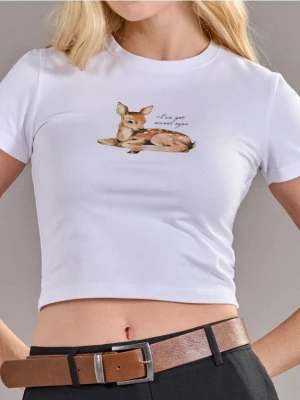 Sinsay - Koszulka z nadrukiem - biały