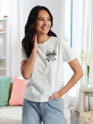 Sinsay - Koszulka z nadrukiem - biały