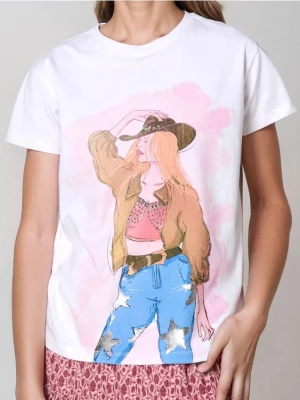 Sinsay - Koszulka z nadrukiem - biały