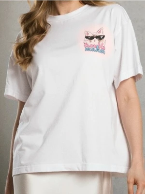 Sinsay - Koszulka z nadrukiem - biały