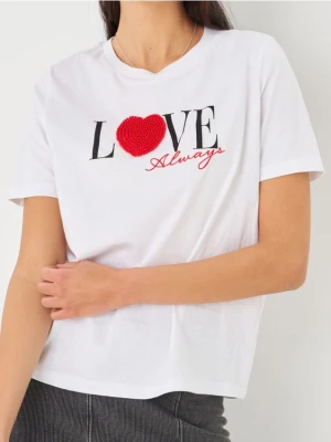 Sinsay - Koszulka z nadrukiem - biały