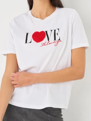 Sinsay - Koszulka z nadrukiem - biały