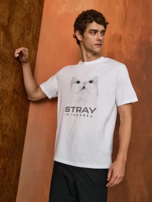 Sinsay - Koszulka z nadrukiem - biały