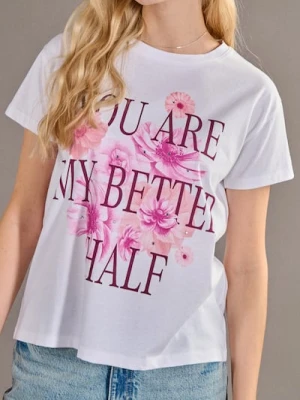 Sinsay - Koszulka z nadrukiem - biały