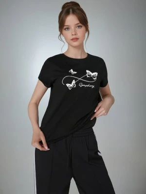 Sinsay - Koszulka z nadrukiem - czarny