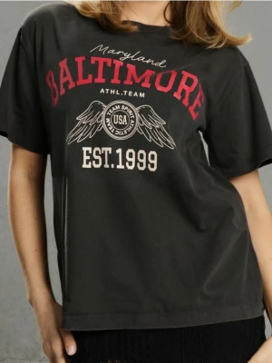 Sinsay - Koszulka z nadrukiem - fioletowy