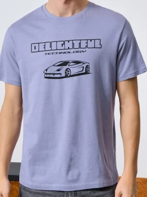 Sinsay - Koszulka z nadrukiem - fioletowy