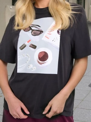 Sinsay - Koszulka z nadrukiem - fioletowy