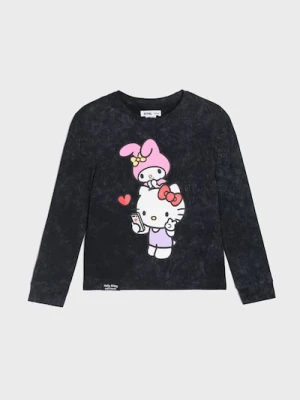Sinsay - Koszulka z nadrukiem Hello Kitty - czarny