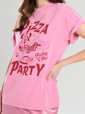 Sinsay - Koszulka z nadrukiem i efektem sprania Minnie Mouse - różowy