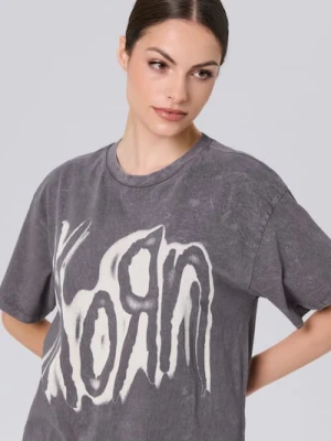 Sinsay - Koszulka z nadrukiem Korn - szary