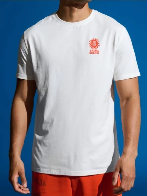 Sinsay - Koszulka z nadrukiem - kremowy