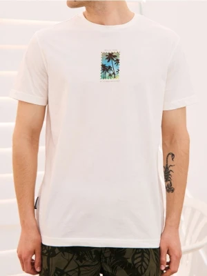 Sinsay - Koszulka z nadrukiem - kremowy