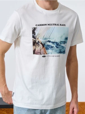 Sinsay - Koszulka z nadrukiem - kremowy