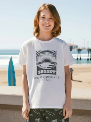 Sinsay - Koszulka z nadrukiem - kremowy