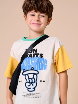 Sinsay - Koszulka z nadrukiem - kremowy