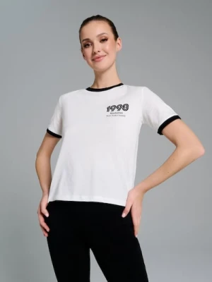 Sinsay - Koszulka z nadrukiem - kremowy