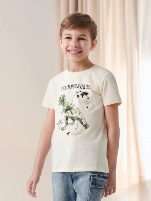 Sinsay - Koszulka z nadrukiem - kremowy