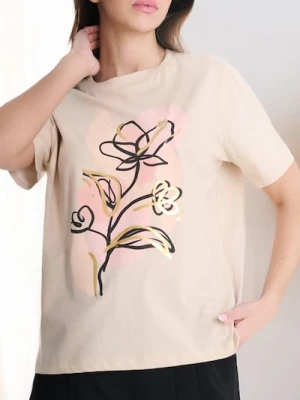 Sinsay - Koszulka z nadrukiem - kremowy