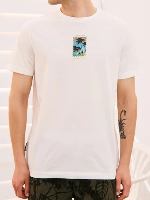 Sinsay - Koszulka z nadrukiem - kremowy