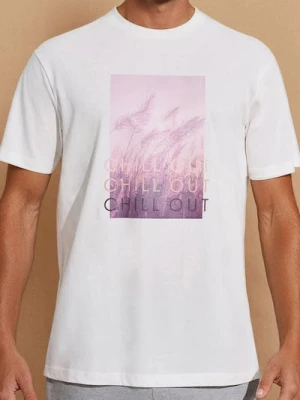 Sinsay - Koszulka z nadrukiem - kremowy