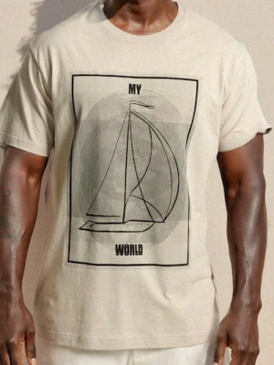 Sinsay - Koszulka z nadrukiem - kremowy