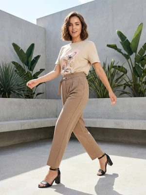 Sinsay - Koszulka z nadrukiem - kremowy