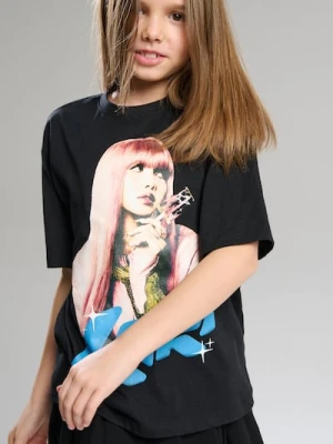 Sinsay - Koszulka z nadrukiem Lisa - czarny