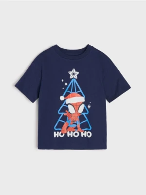 Sinsay - Koszulka z nadrukiem MARVEL - granatowy