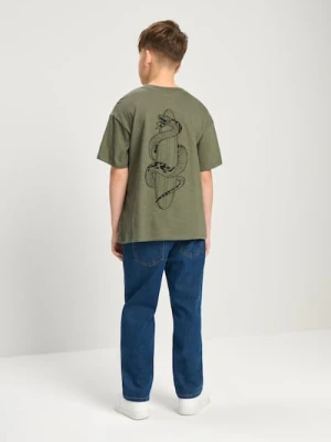 Sinsay - Koszulka z nadrukiem na plecach - khaki