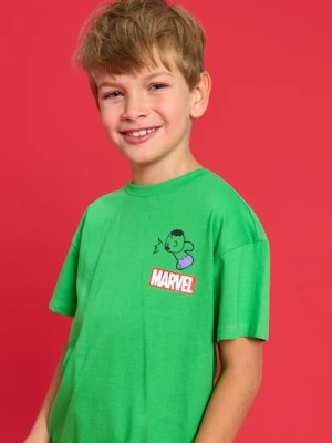 Sinsay - Koszulka z nadrukiem na plecach Marvel Kawaii Art Collection - zielony