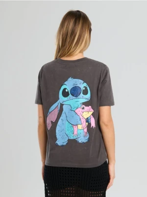 Sinsay - Koszulka z nadrukiem na plecach Stitch - szary